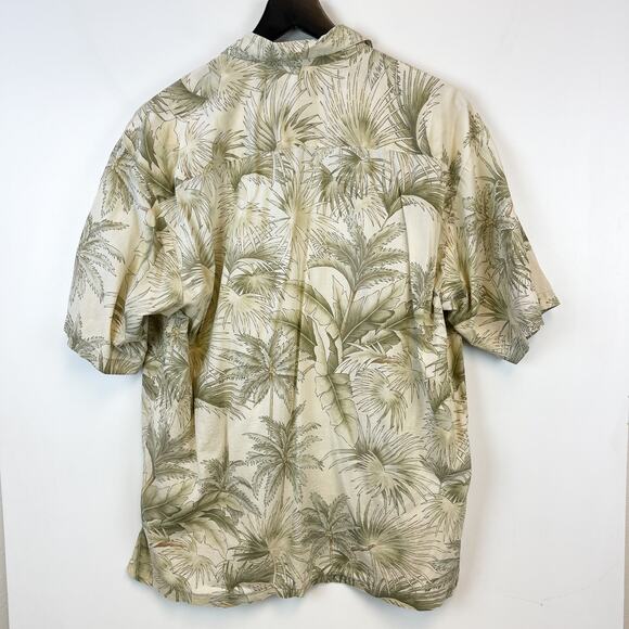 Tori Richard Mens Size L Cotton Button Hawaiian Shirt Palm Trees Green Beige - Picture 4 of 7